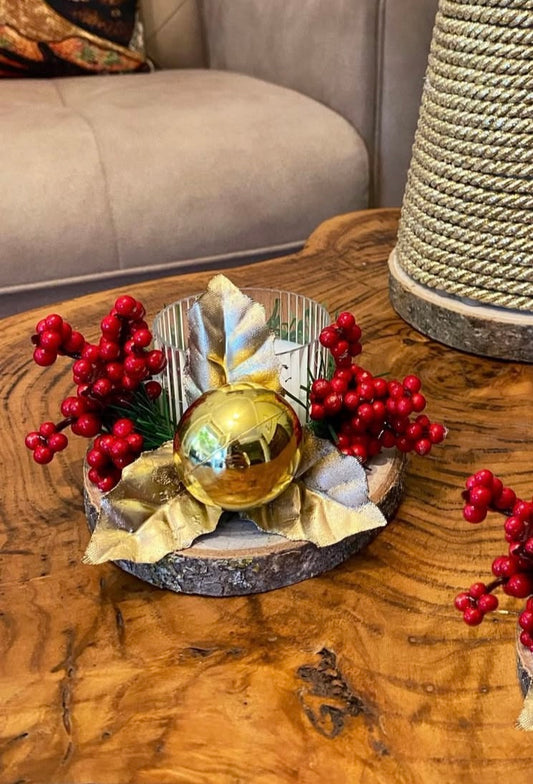 Yılbaşı Temalı Mumluk 2’li (Mum dahil)