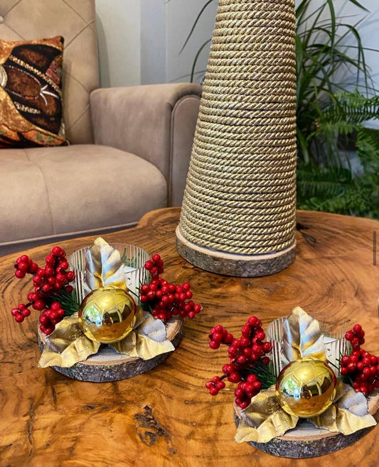 Yılbaşı Temalı Mumluk 2’li (Mum dahil)