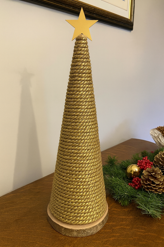 Noel Yılbaşı Çam Ağacı Örgülü Jüt Dekor 45 cm